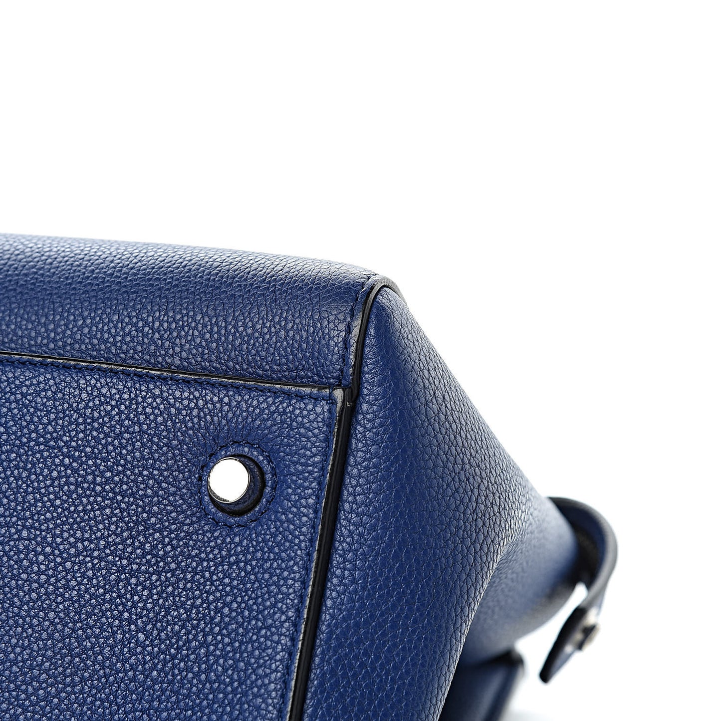 Drummed Calfskin Small Edge Shoulder Bag Indigo