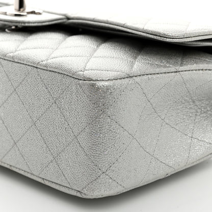 Chanel Glittered Metallic Caviar Quilted Medium Double Flap Silver 10 of 10