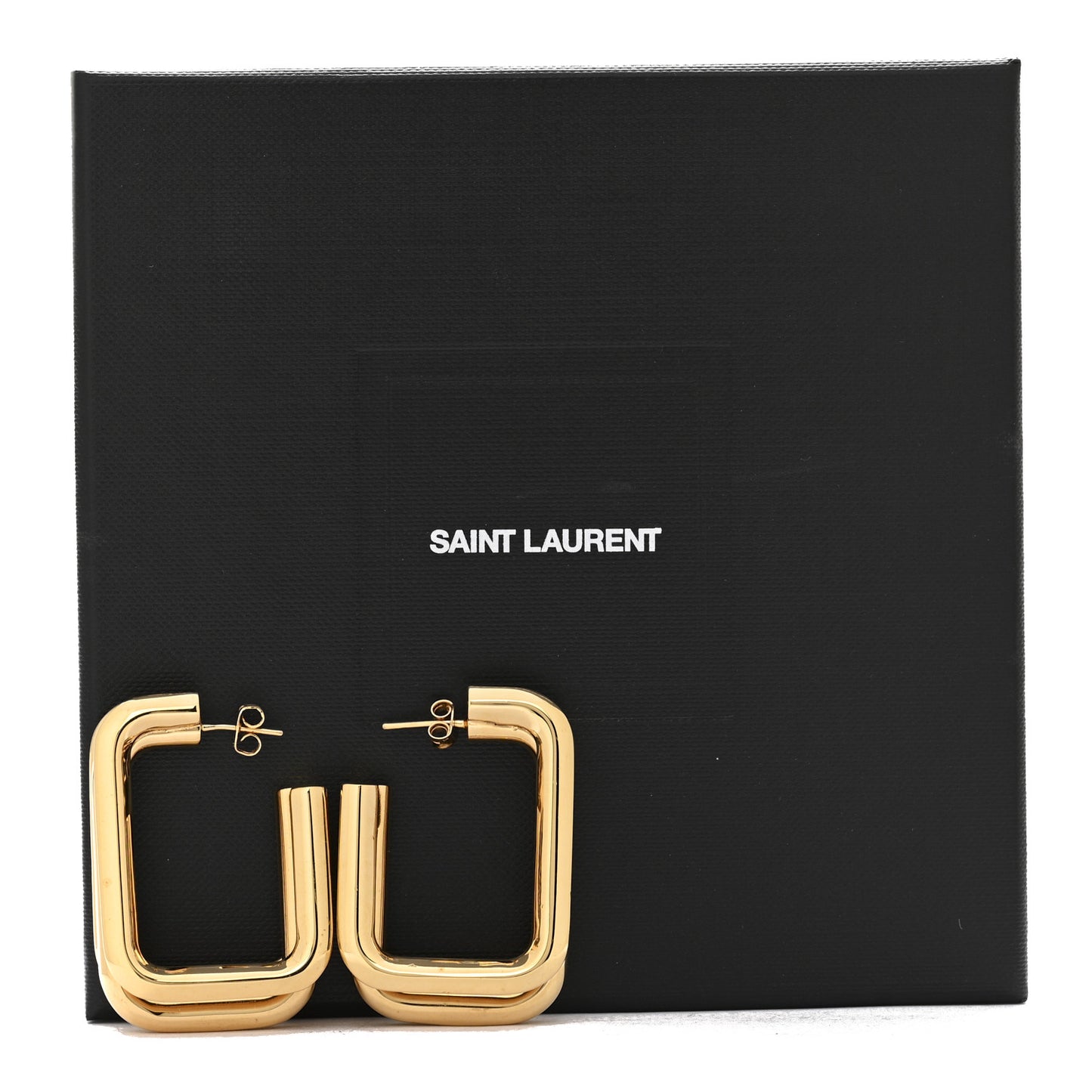 Metal Square Triple Hoop Earrings Gold