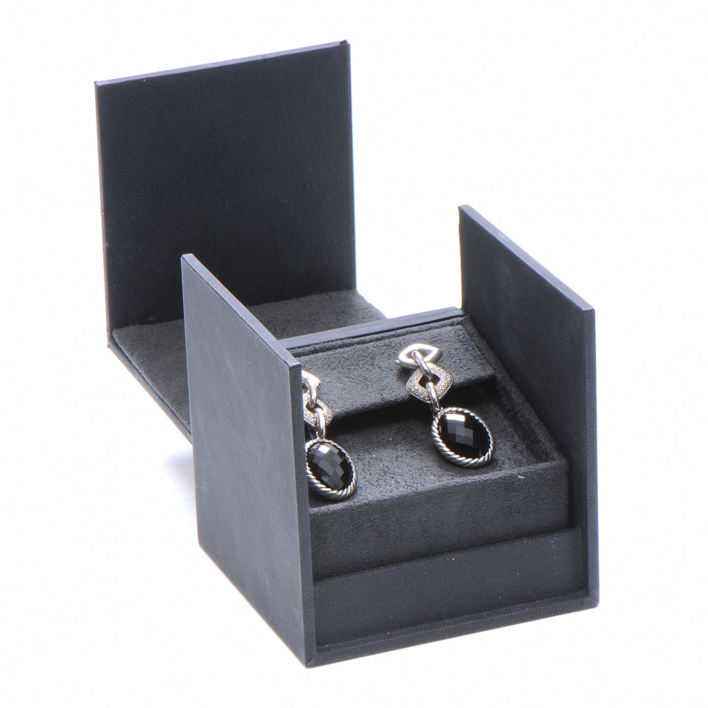 Sterling Silver Renaissance Black Onyx Diamonds Drop Earrings