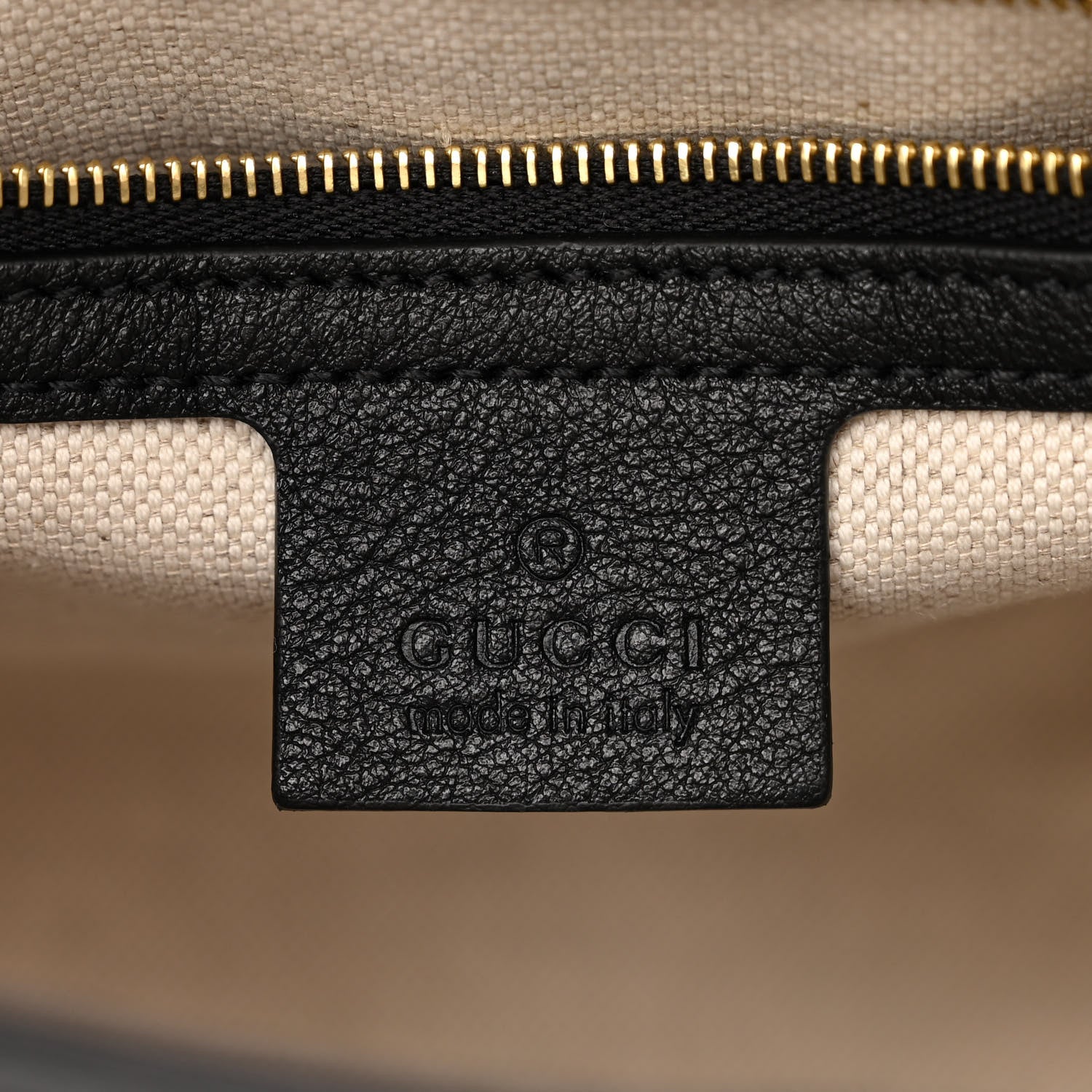 Gucci Wonka Grain Calfskin GG Monogram Debossed Small Padlock Shoulder Bag Black 6 of 10