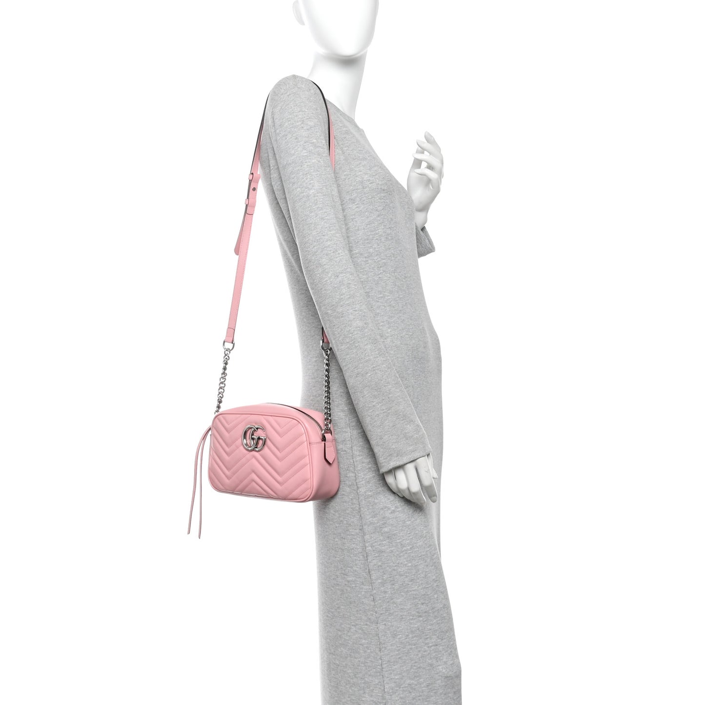 Calfskin Matelasse Small GG Marmont Chain Shoulder Bag Wild Rose