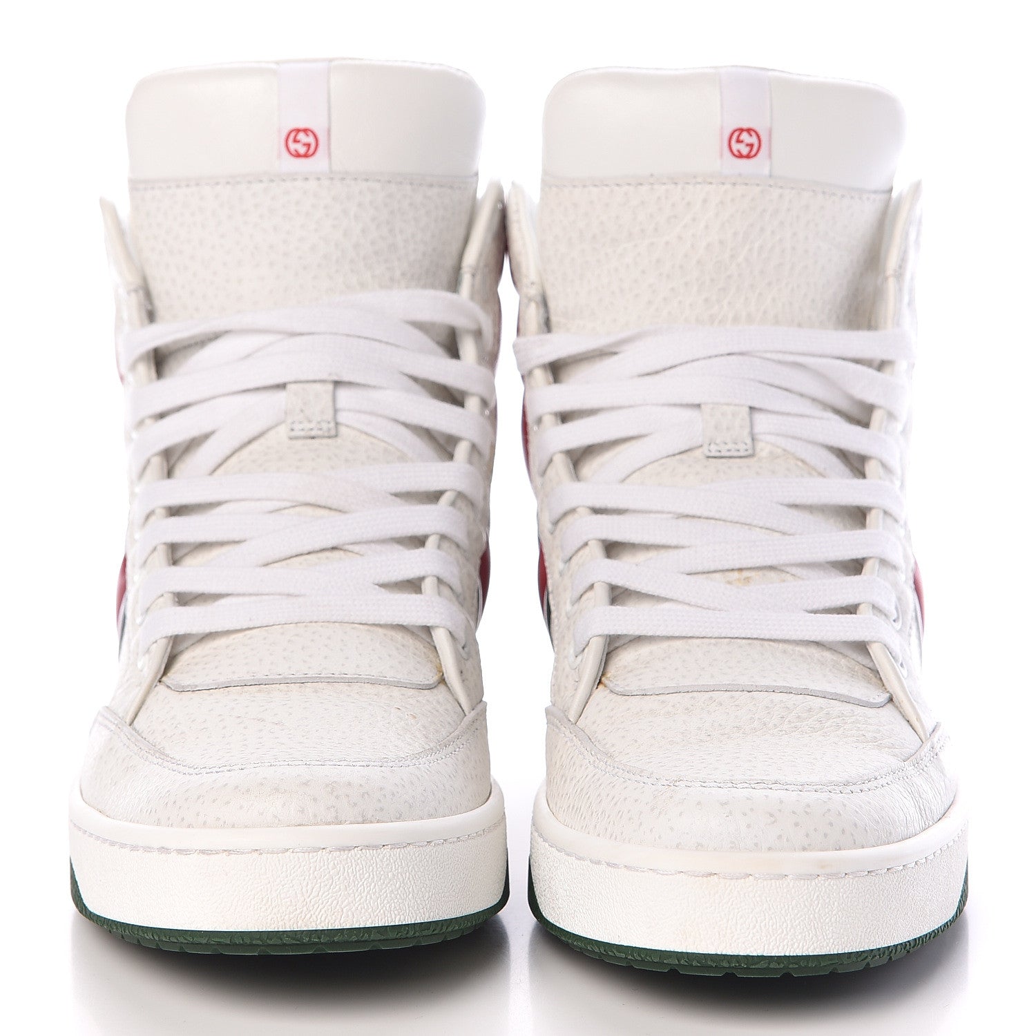 Gucci Calfskin New Praga Karibu High Top Sneakers 38 White Red Green 2 of 11