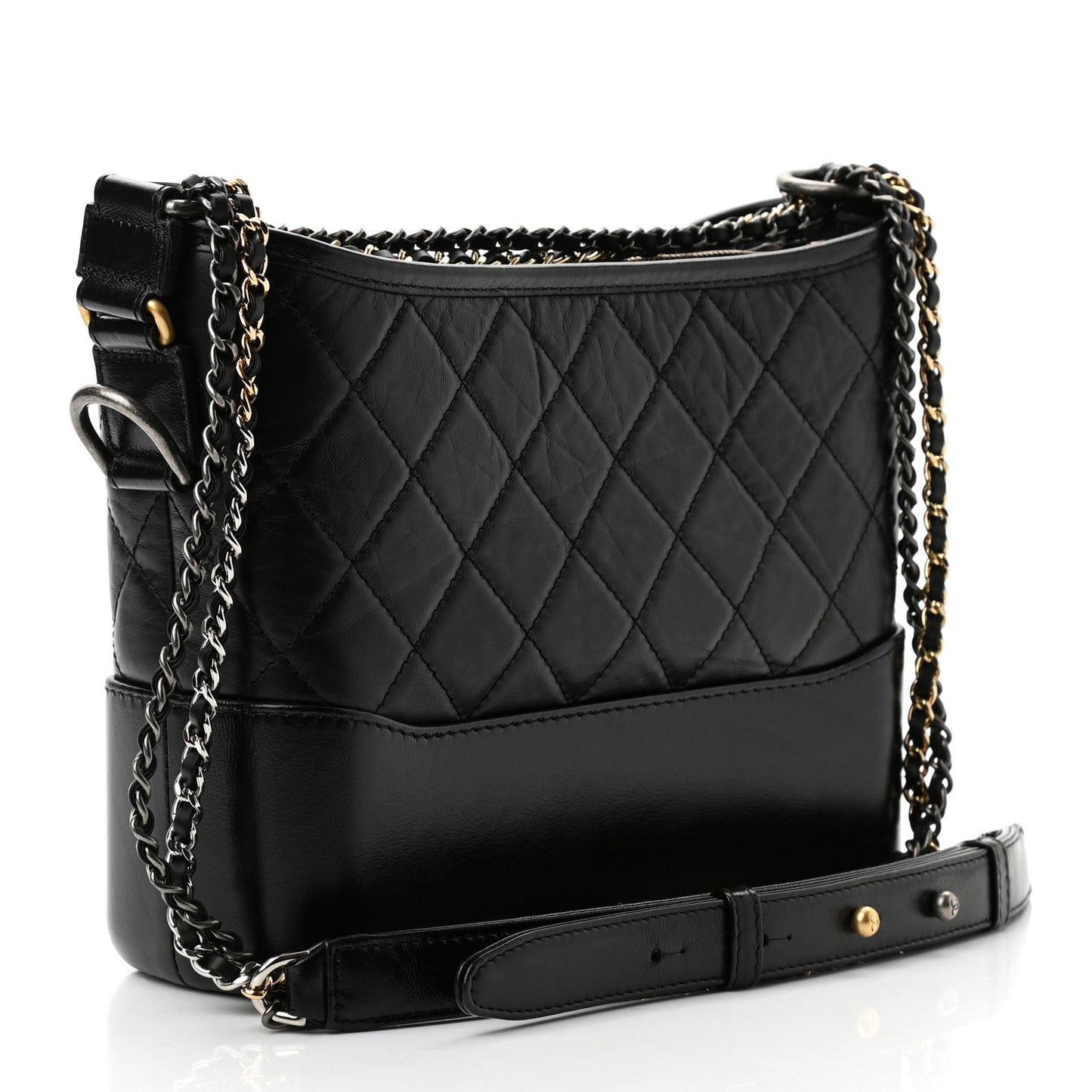 Aged Calfskin Quilted New Medium Gabrielle Hobo Black