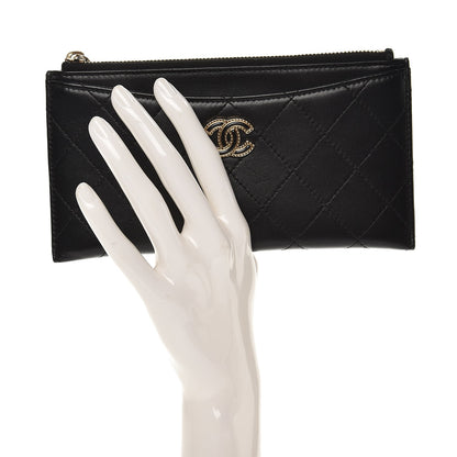 Chanel Lambskin Quilted Zip Pouch Black 2 of 8