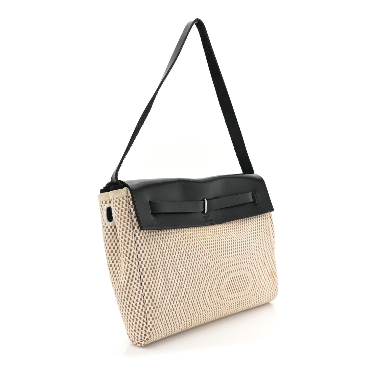 Toile Vache Calfskin Herbag Clutch Ficelle Black