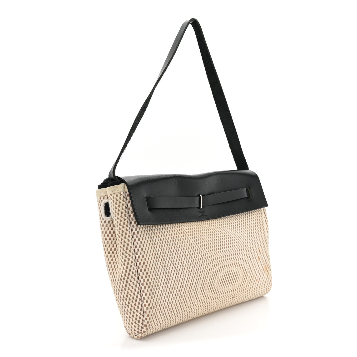 Hermes Toile Vache Calfskin Herbag Clutch Ficelle Black 3 of 18