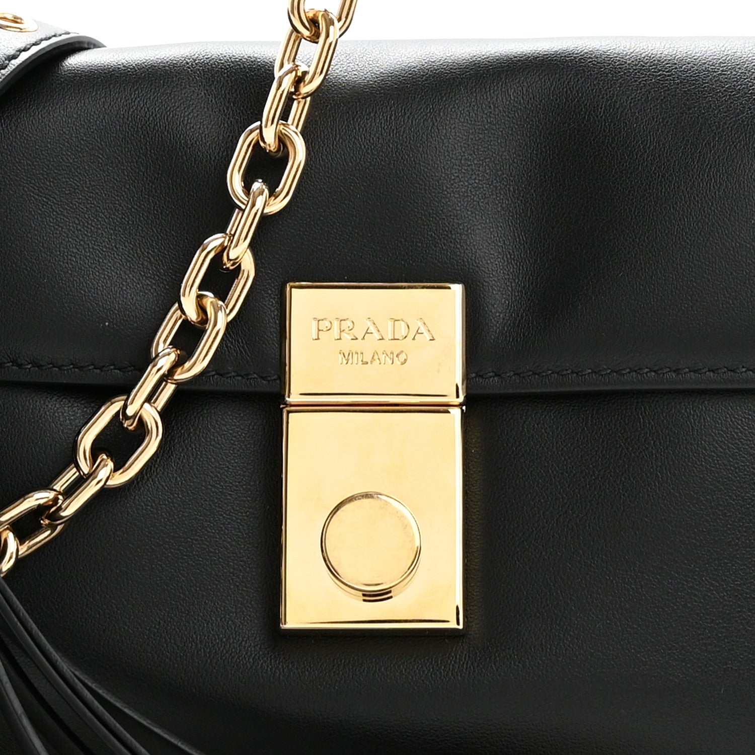 Prada Calfskin Soft Sound Charms Shoulder Bag Black 9 of 11