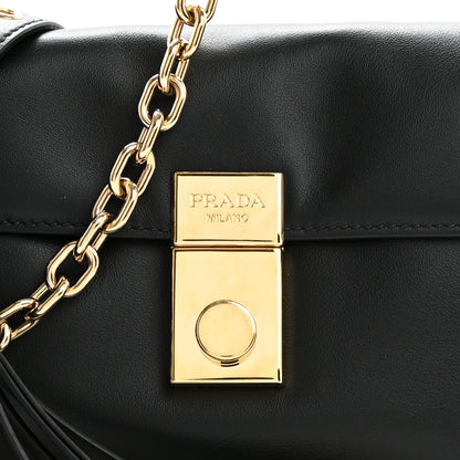 Prada Calfskin Soft Sound Charms Shoulder Bag Black 9 of 11