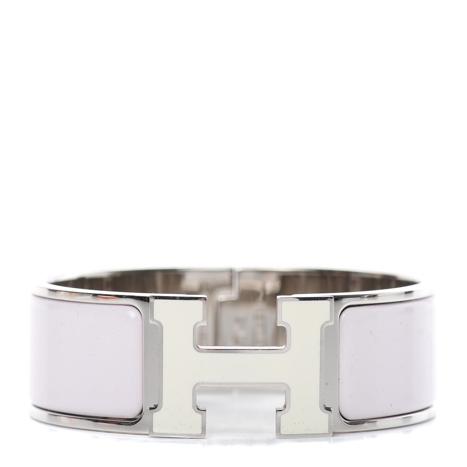 Hermes Enamel Wide Clic Clac H Bracelet PM Rose Nymph White 1 of 6