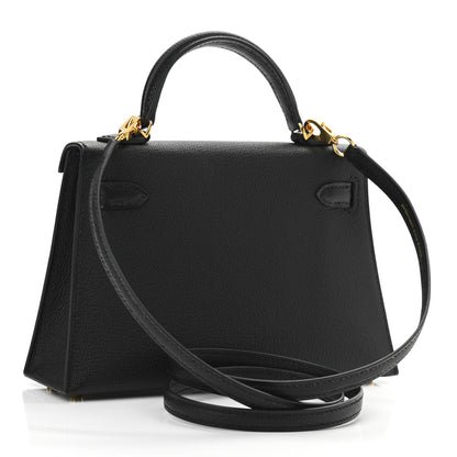 Hermes Chevre Chandra Mini Kelly Sellier 20 Black 2 of 11