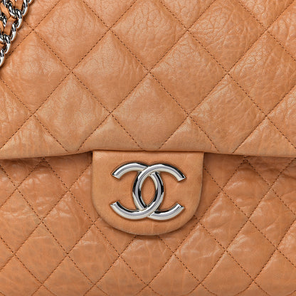 Chanel Washed Lambskin Chain Around Maxi Flap Bag Dark Beige 18 of 18