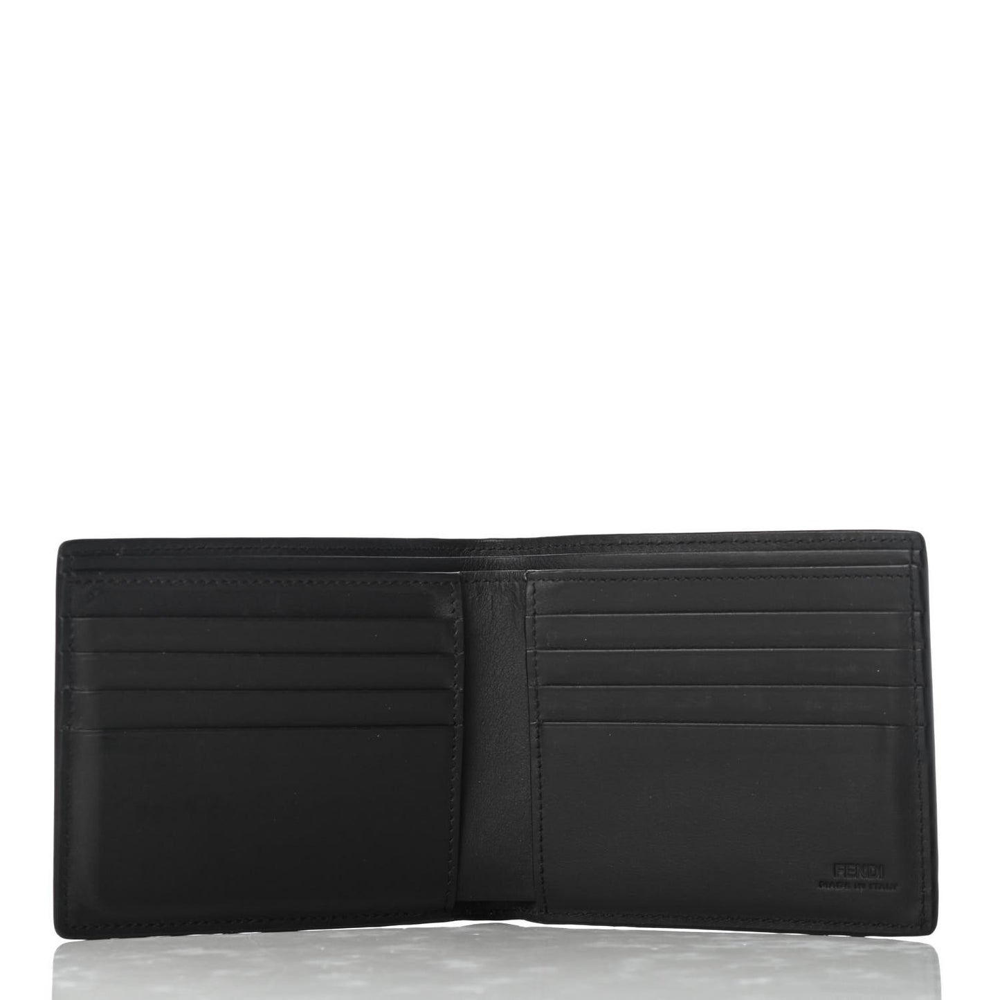 Calfskin Metal Monster Eyes Bi-fold Wallet Black