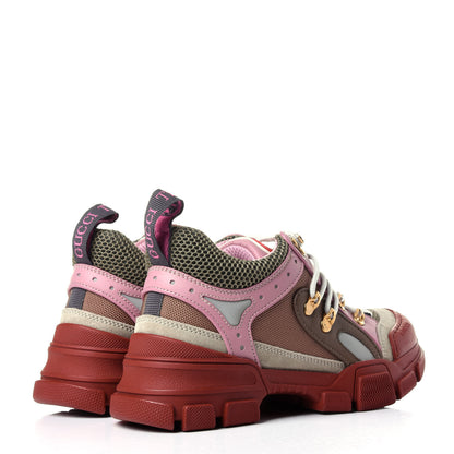 Gucci X SEGA Mesh Canvas Calfskin Womens Flashtrek Sneakers 36 Military Oatmeal Carmine Rose Ardesia 4 of 10