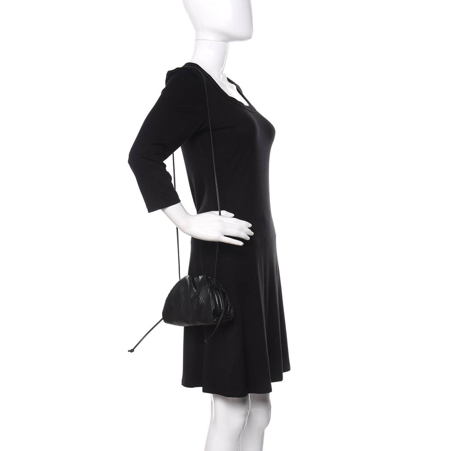 Bark Calfskin Embossed The Mini Pouch Clutch Black