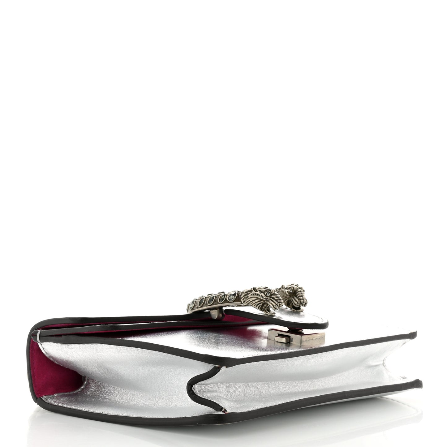 Metallic Calfskin Crystal Mini Dionysus Shoulder Bag Silver