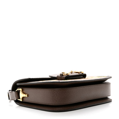 Gucci Monogram Jumbo GG Textured Dollar Calfskin Embroidered Horsebit 1955 Shoulder Bag Camel Ebony New Acero Multicolor 4 of 10