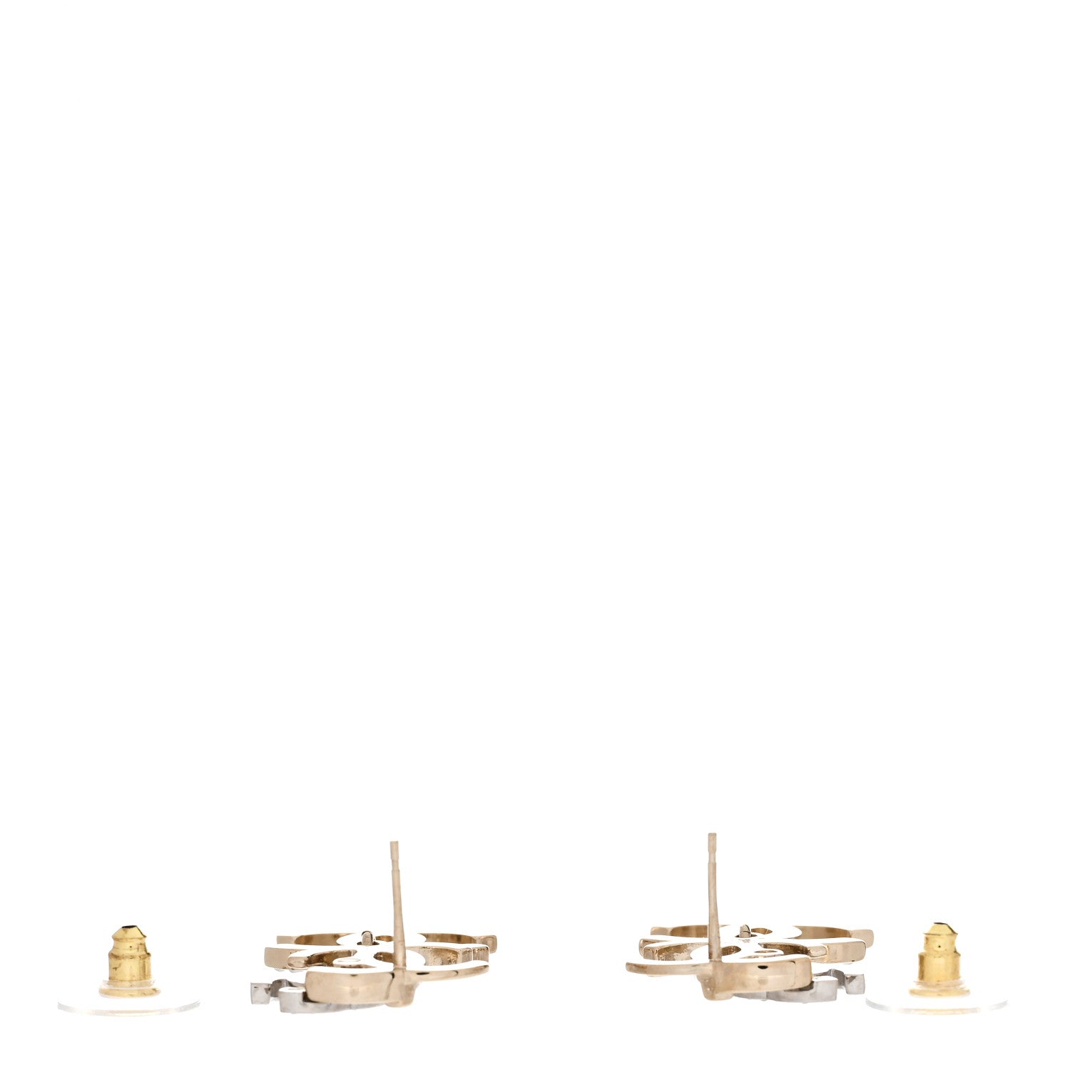 Chanel Crystal Pearl Double CC Drop Earrings Gold Silver 3 of 5