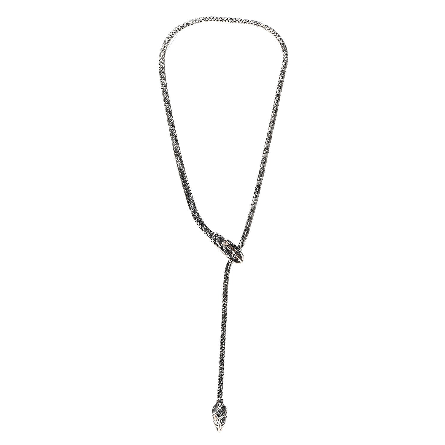 John Hardy Sterling Silver Black Sapphire Legends Naga Dragon Lariat Necklace 1 of 4