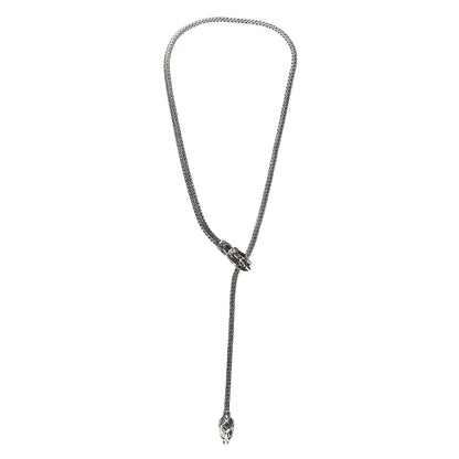 John Hardy Sterling Silver Black Sapphire Legends Naga Dragon Lariat Necklace 1 of 4