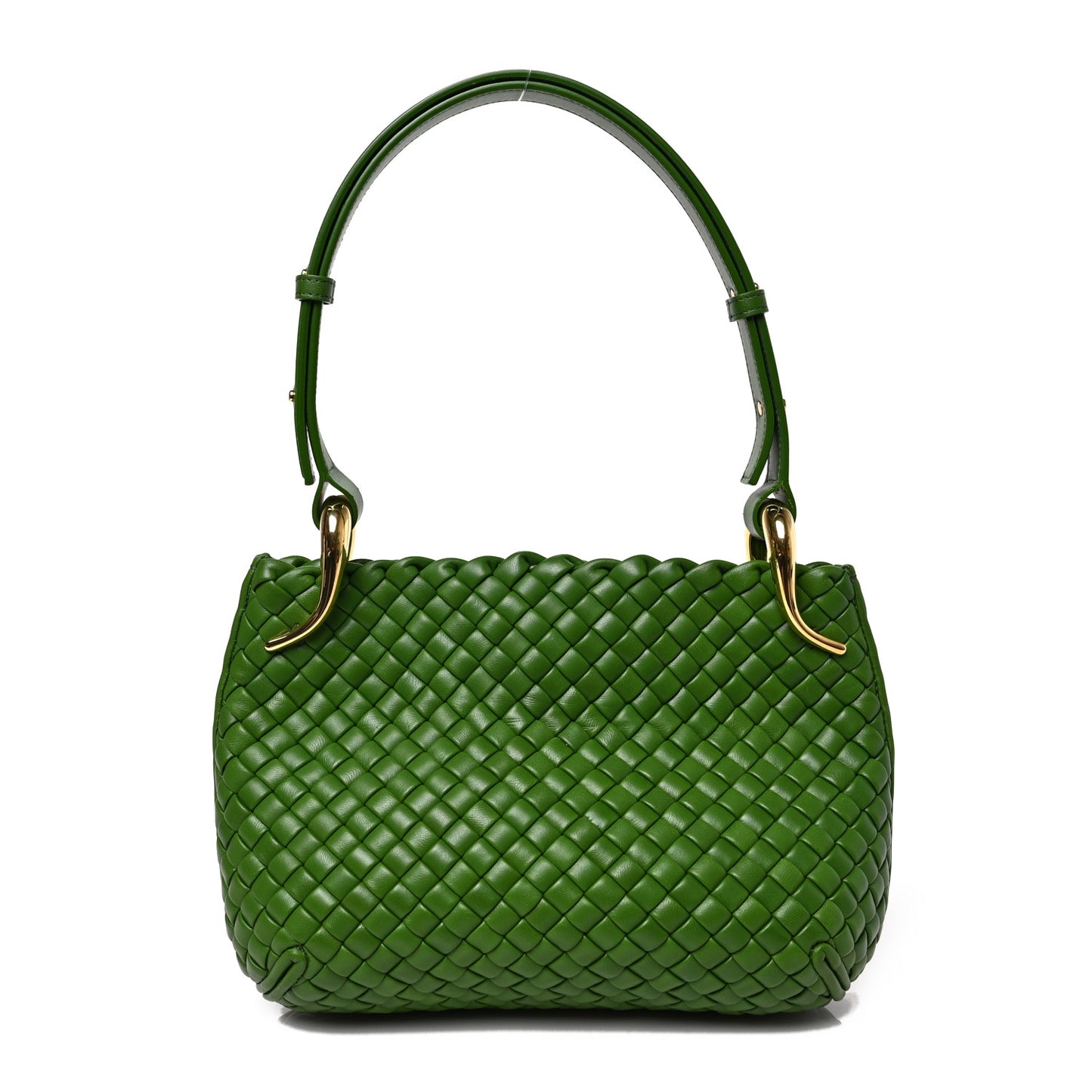 Nappa Intrecciato Small Clicker Shoulder Bag Avocado