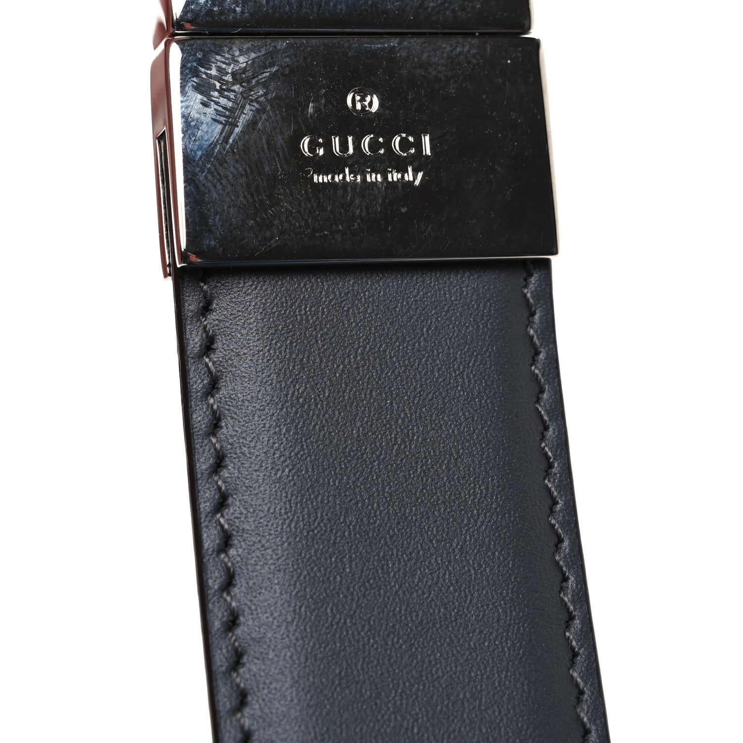 Gucci Selleria Calfskin GG Supreme Monogram Reversible Belt 90 36 Graphite Grey Black 5 of 5