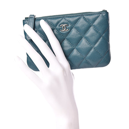 Chanel Caviar Quilted Small Cosmetic Case Dark Turquoise 2 of 8