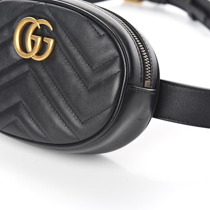 Gucci Calfskin Matelasse GG Marmont Belt Bag 85 34 Black 9 of 9