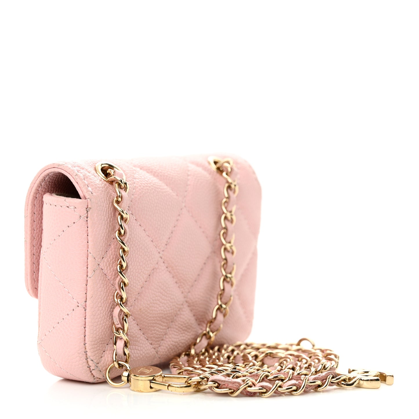 Caviar Quilted Mini Chain Belt Bag Light Pink