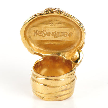 Saint Laurent Glass Cabochon Arty Ovale Ring 4.5 Gold Pink 3 of 4