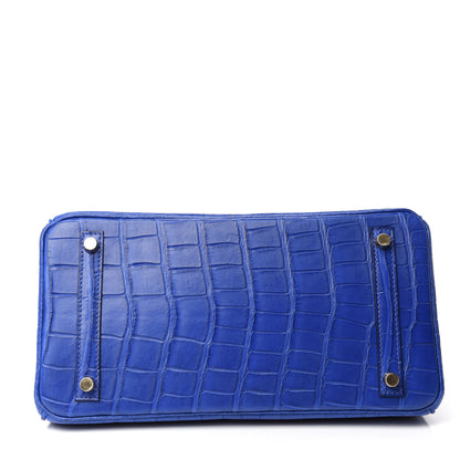Hermes Matte Alligator Birkin 30 Bleu Electrique 6 of 34