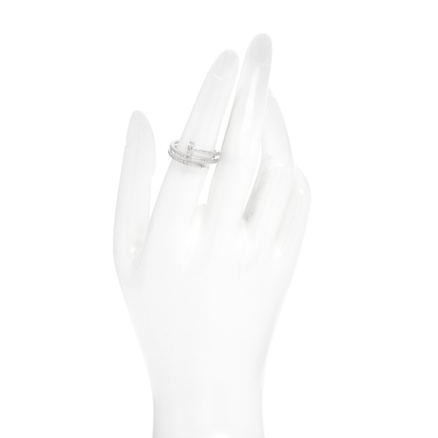 18K White Gold Diamond Double Juste Un Clou Paved Ring 53 6.25