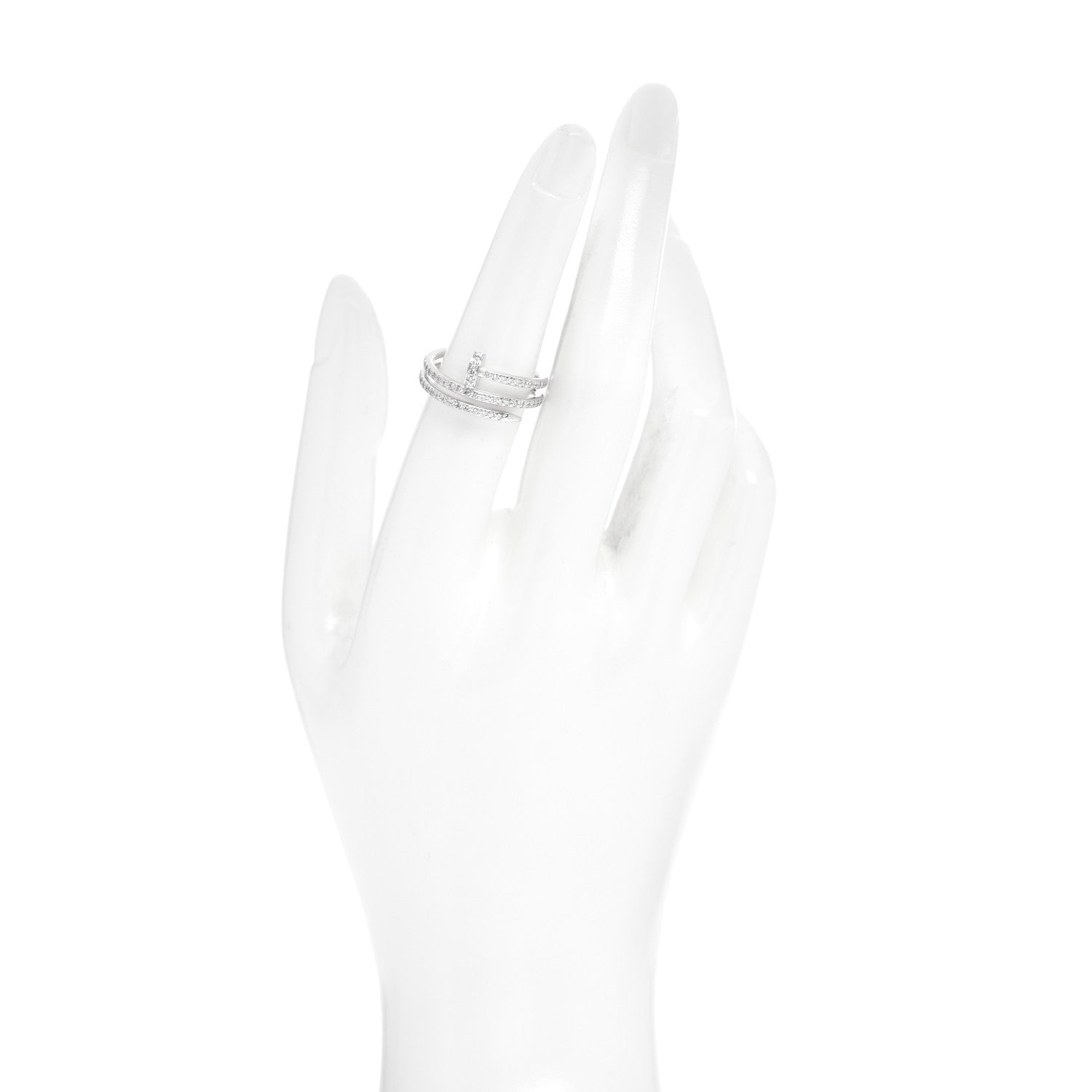 Cartier 18K White Gold Diamond Double Juste Un Clou Paved Ring 53 6.25 2 of 5