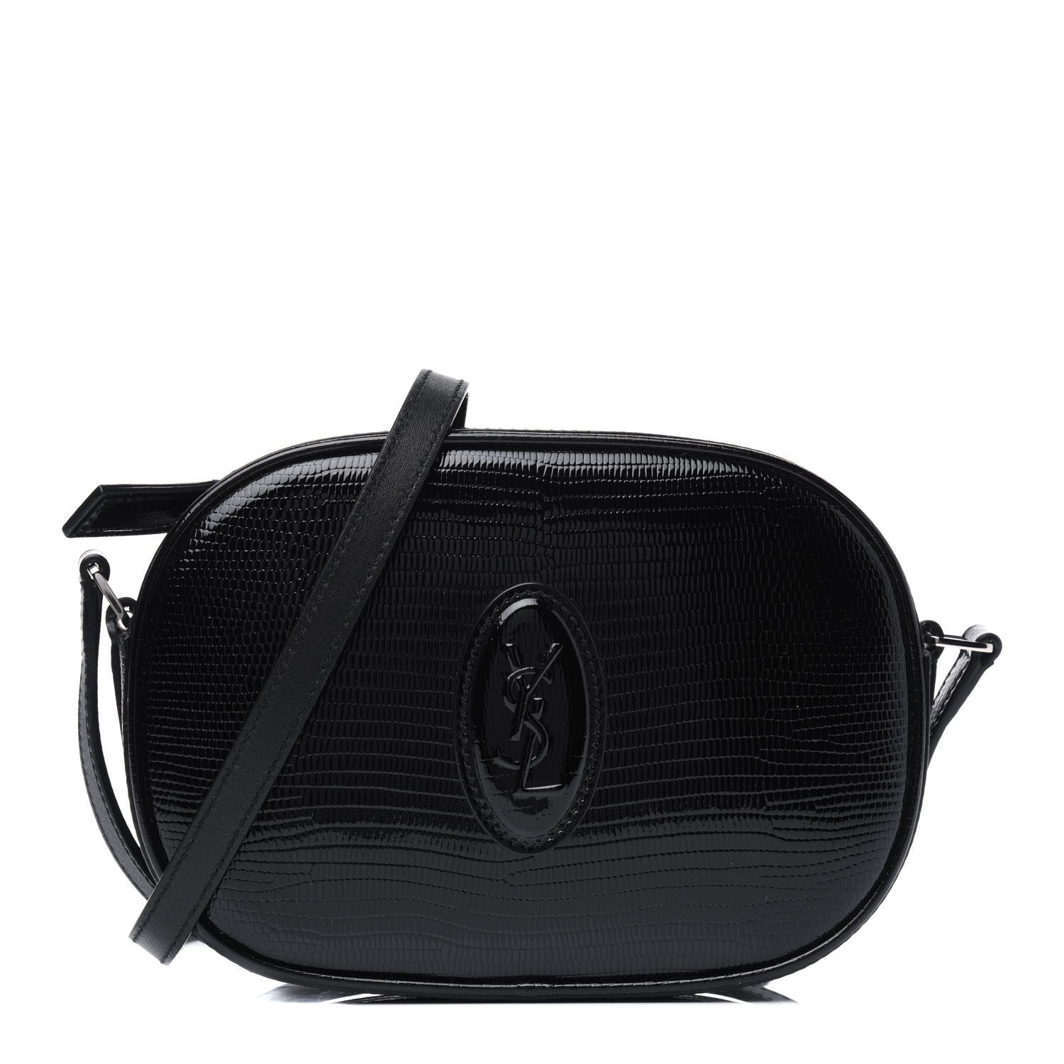 Saint Laurent Calfskin Lizard Embossed Le 61 Camera Bag Black 1 of 8