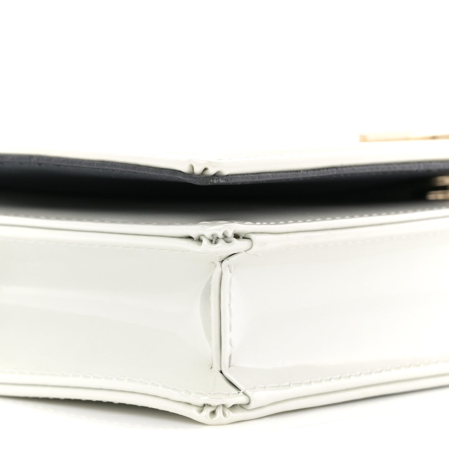 Patent Micro-Cannage Diorama Wallet on Chain Pouch White
