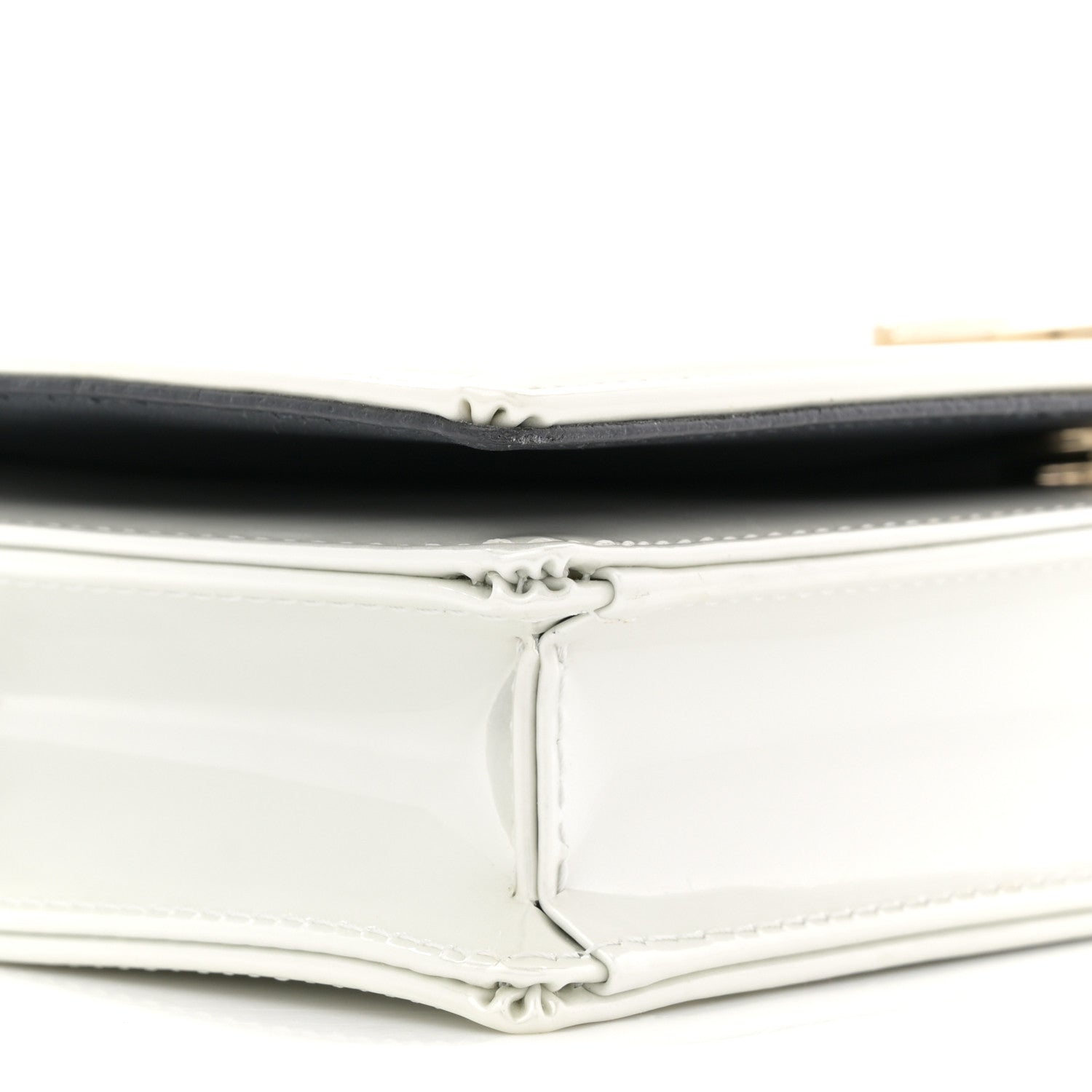 Christian Dior Patent Micro-Cannage Diorama Wallet on Chain Pouch White 8 of 9