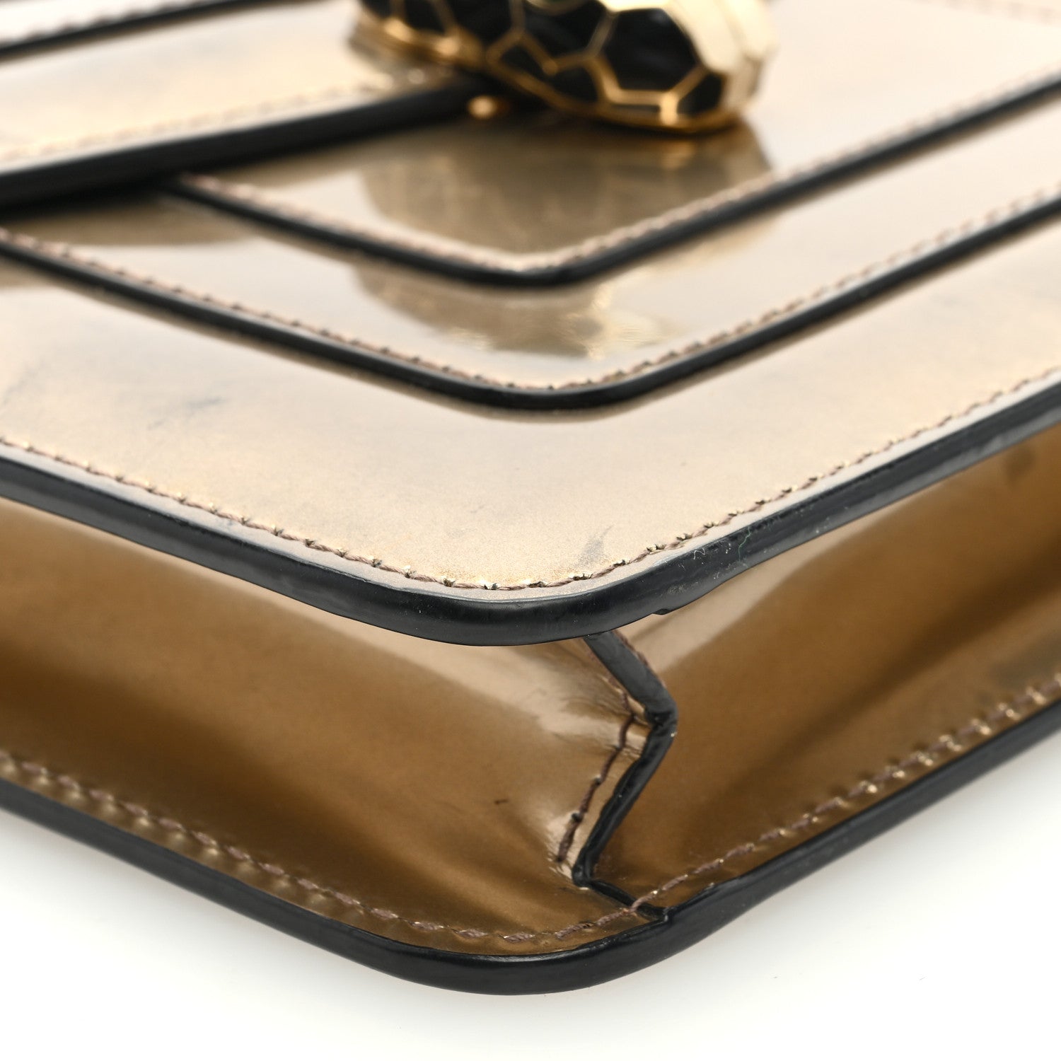 Bulgari Metallic Calfskin Small Serpenti Forever Snake Strap Crossbody Bag Bronze 7 of 10