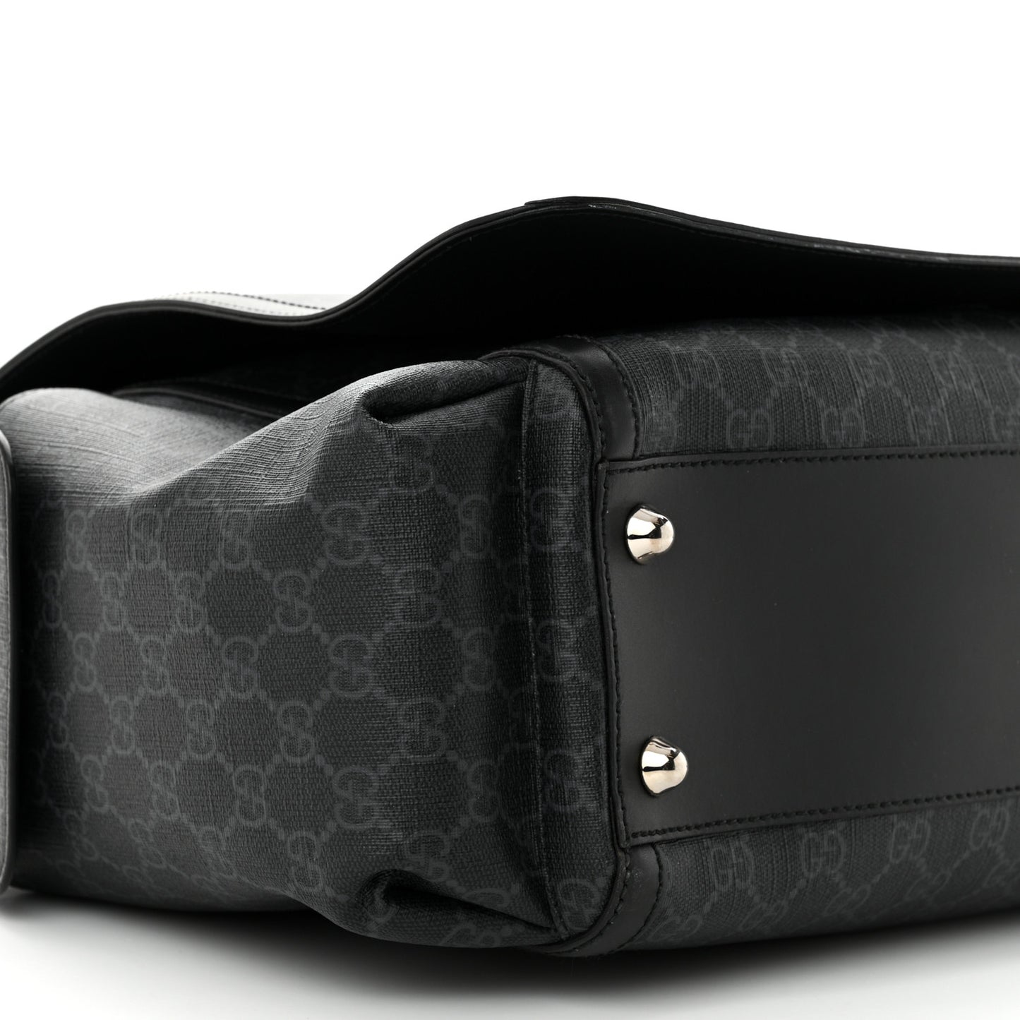 GG Supreme Monogram Web Messenger Diaper Bag Black Grey