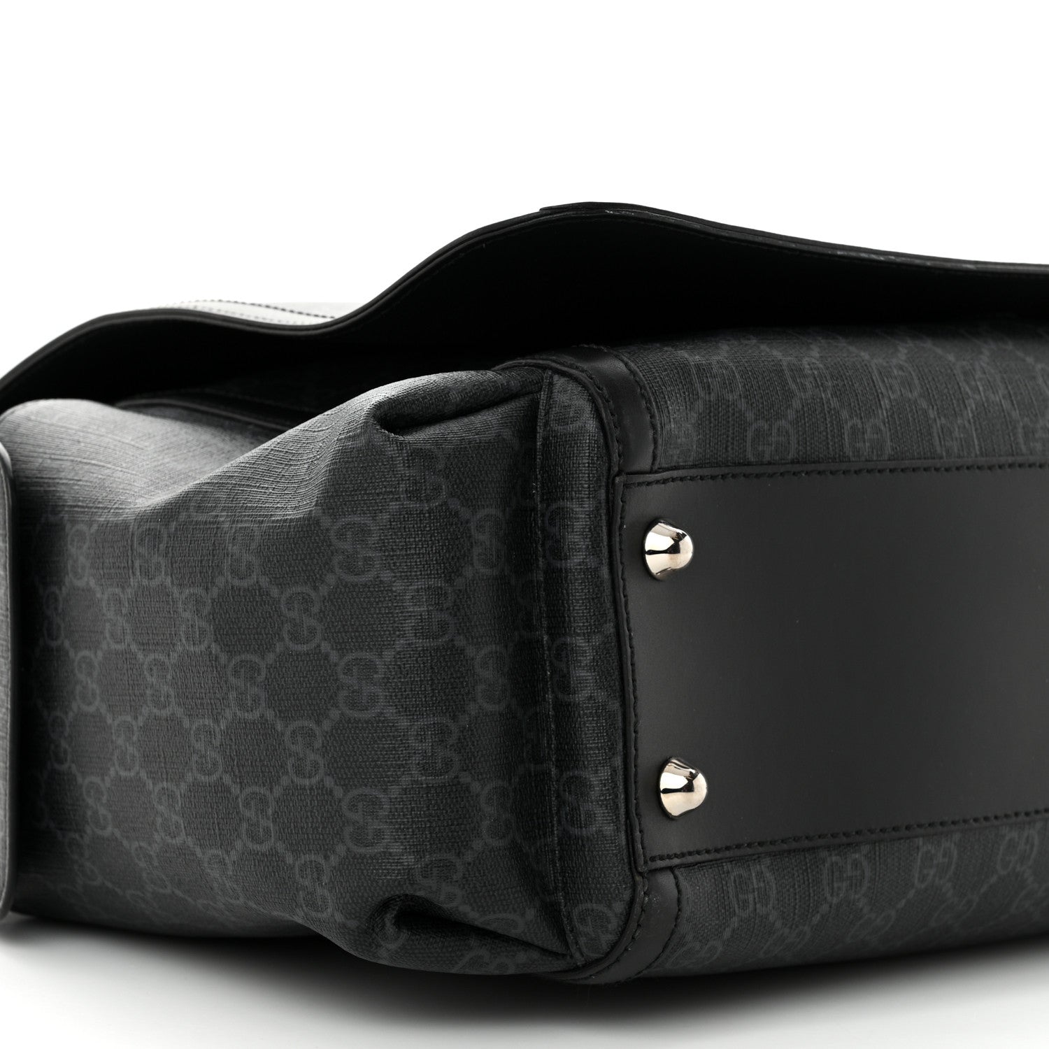 Gucci GG Supreme Monogram Web Messenger Diaper Bag Black Grey 9 of 11