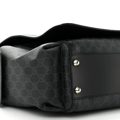 Gucci GG Supreme Monogram Web Messenger Diaper Bag Black Grey 9 of 11
