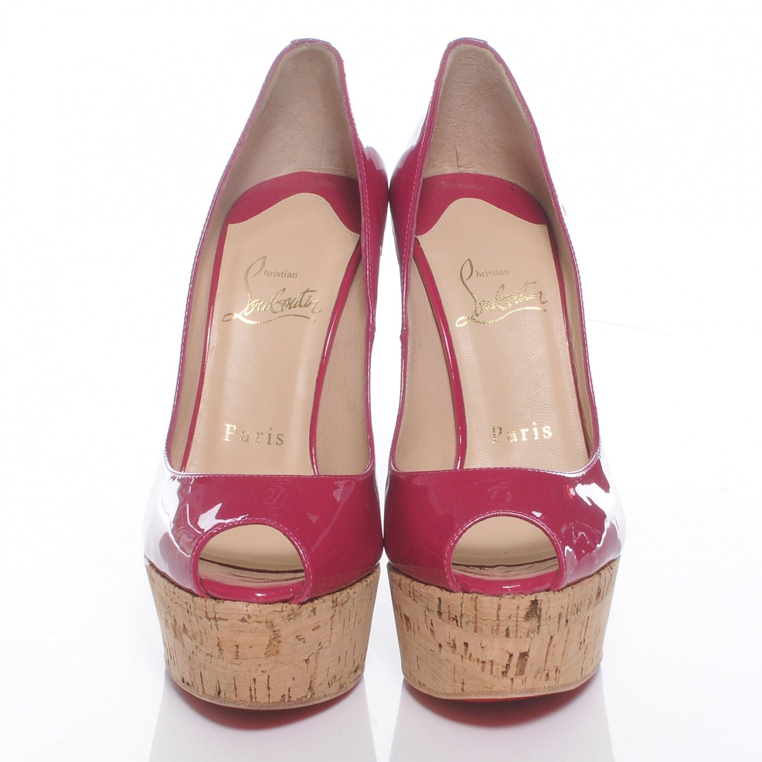 Christian Louboutin Patent Cork Une Plume 140 Wedges 36 Pink 2 of 8