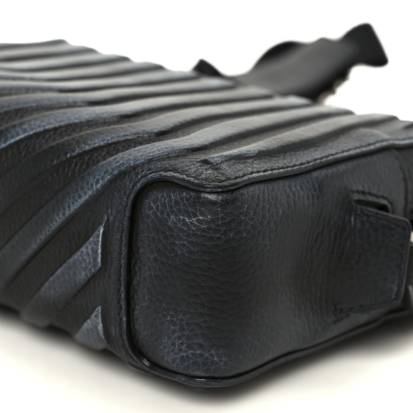 Grained Calfskin Embossed Car Camera Bag Black White Dirt
