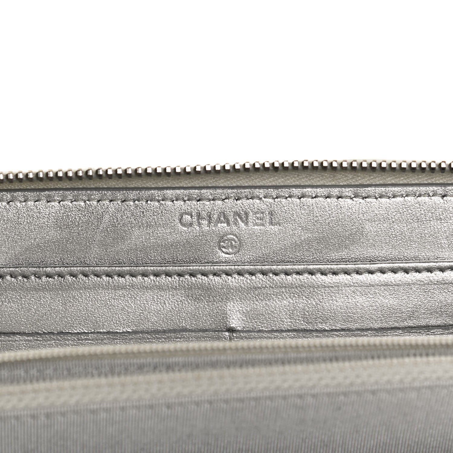 Chanel Metallic Lambskin Quilted Large Gusset Zip Around Wallet Silver 6 of 10