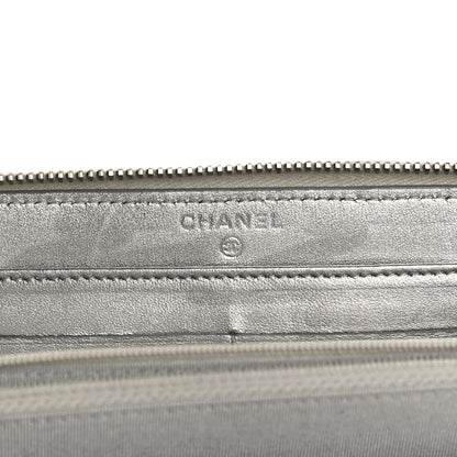 Chanel Metallic Lambskin Quilted Large Gusset Zip Around Wallet Silver 6 of 10