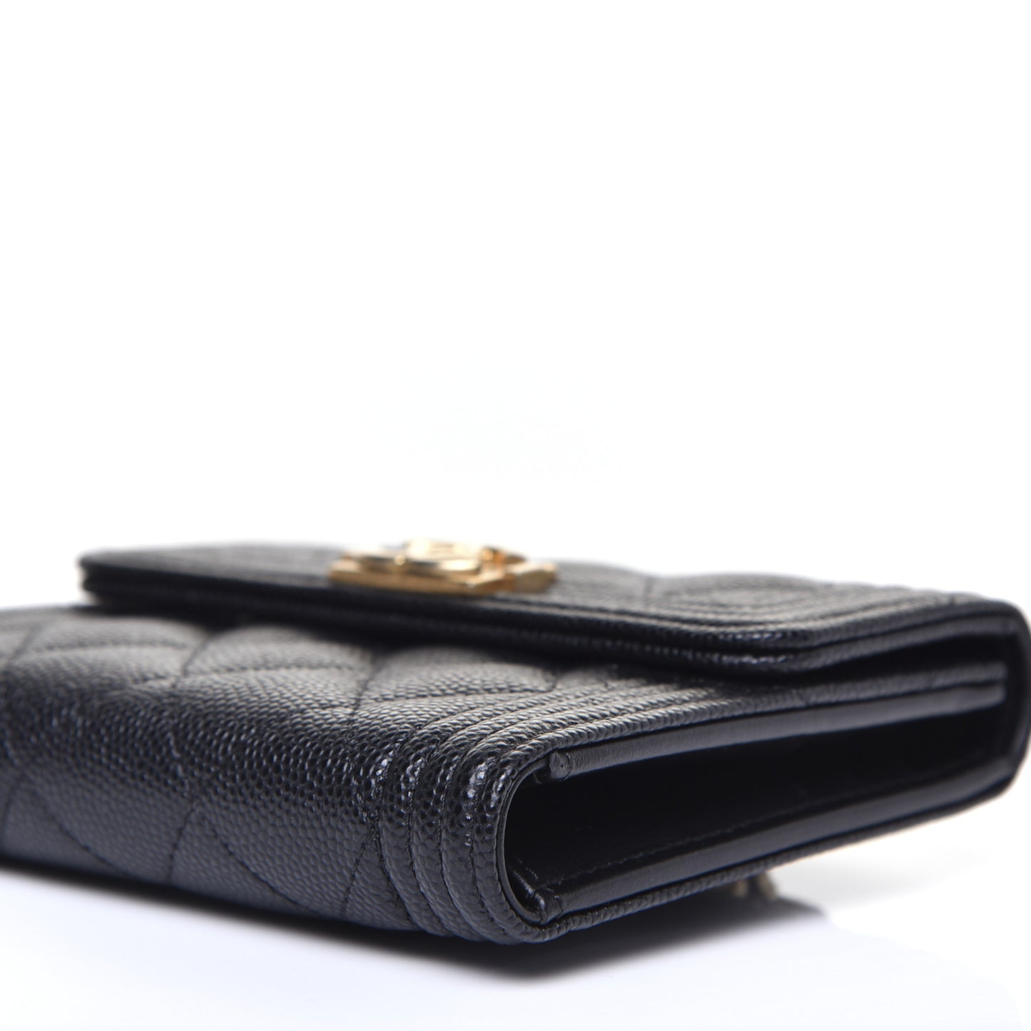 Caviar Quilted Compact Boy Wallet Black