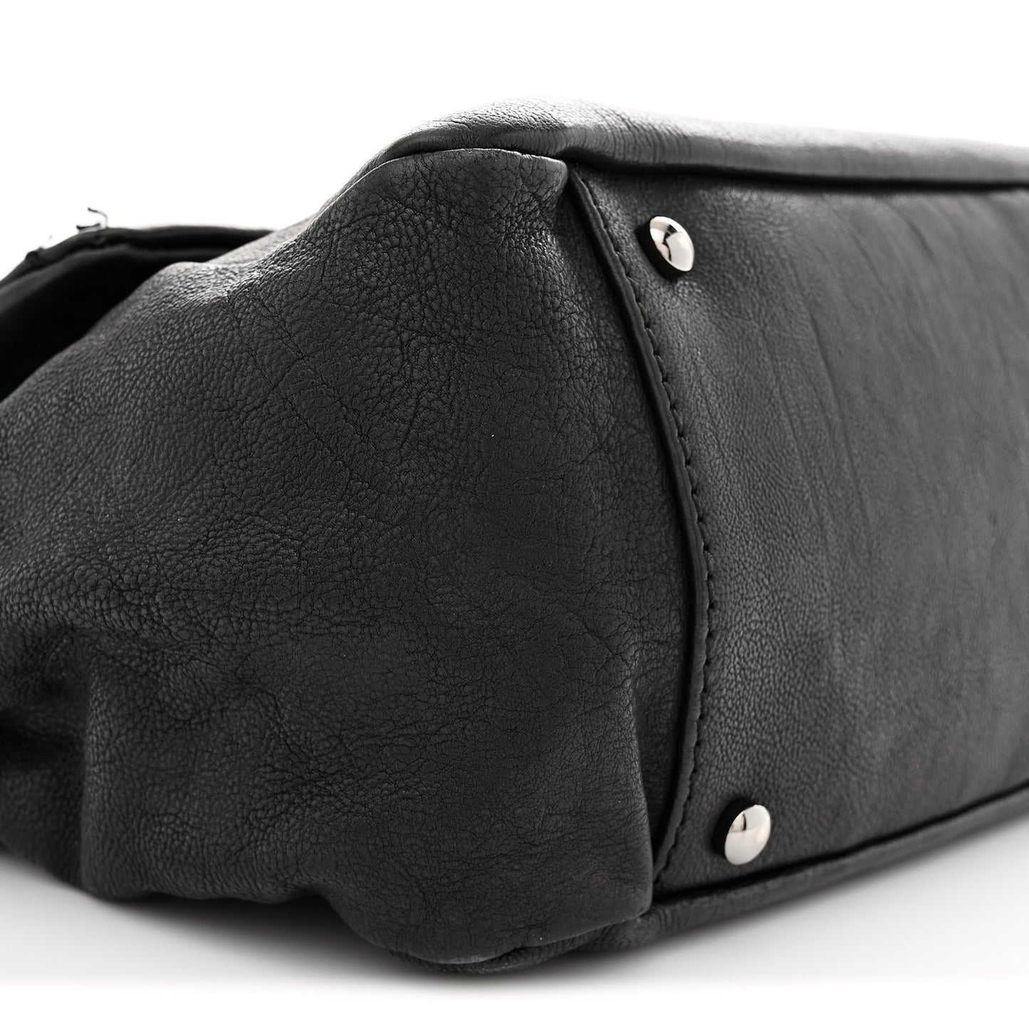 Calfskin Diamond Stitch Accordion Flap Black