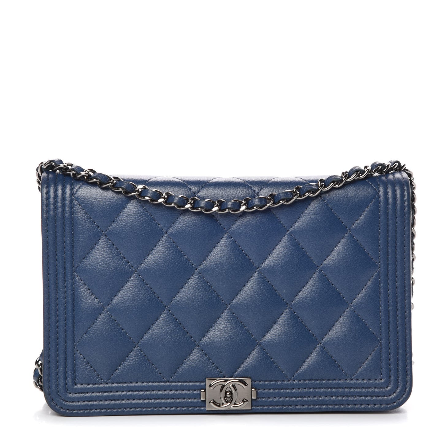 Caviar Quilted Boy Wallet On Chain WOC Blue