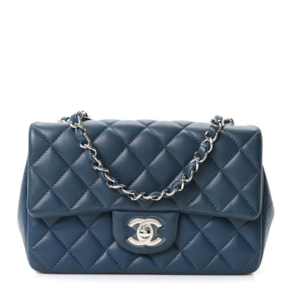 Chanel Lambskin Quilted Mini Rectangular Flap Blue 1 of 10