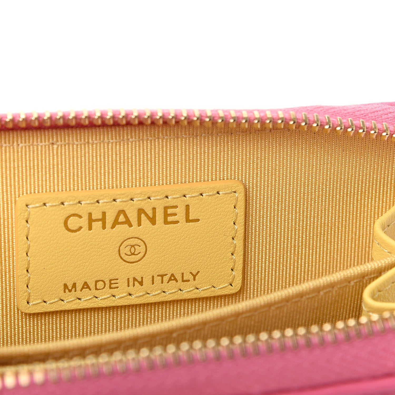 Chanel Lambskin Quilted Zip Around Coin Purse Wallet Pink Yellow 6 of 9