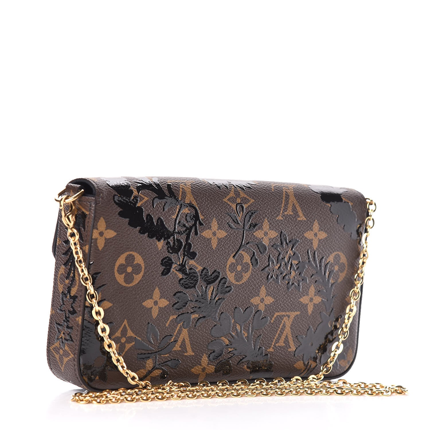 Louis Vuitton Monogram Blossom Pochette Felicie Chain Wallet Black 3 of 10